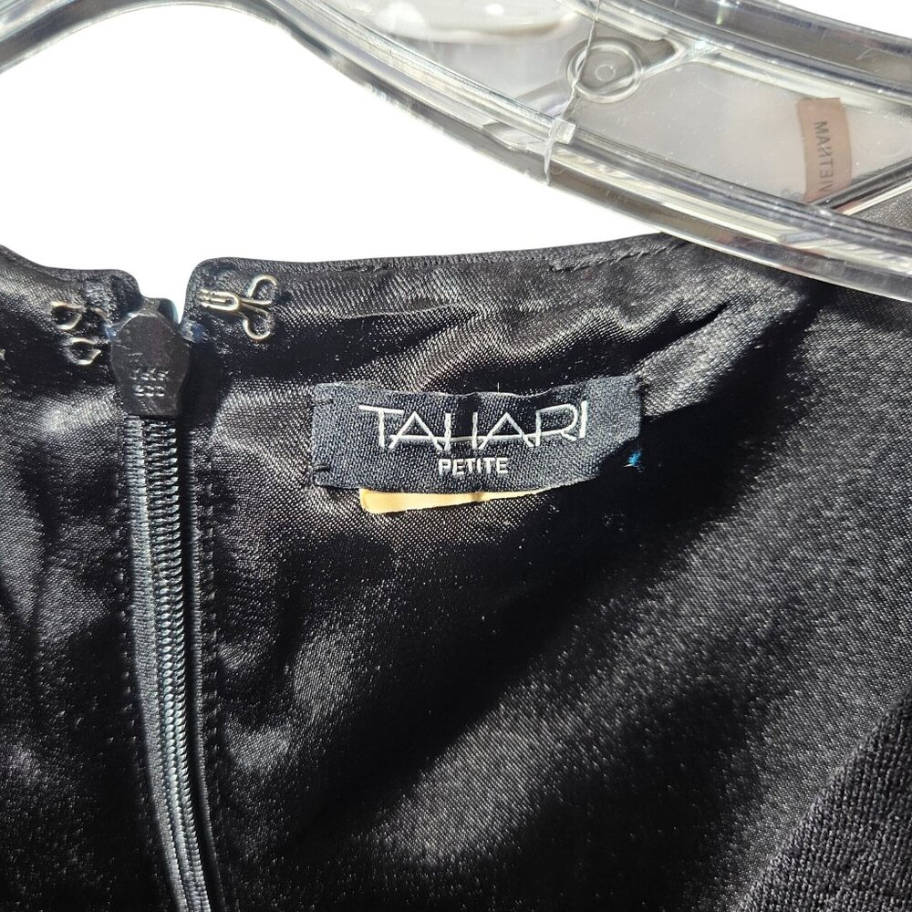 Tahari Petite Black Sleeveless Sheath Dress With Satin Lining & Deep V-Neckline - Picture 3 of 5